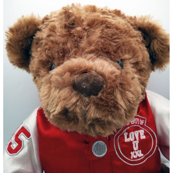 Love U XXL Dan Dee Bear Teddy Brown Plush Varsity Jacket Valentines Gift 15" - Picture 2 of 15